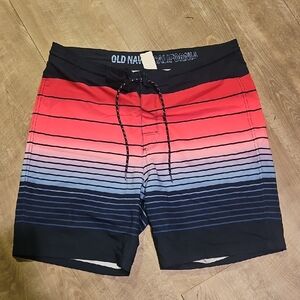Old Navy Men's Gradient Red and Navy Swim Shorts